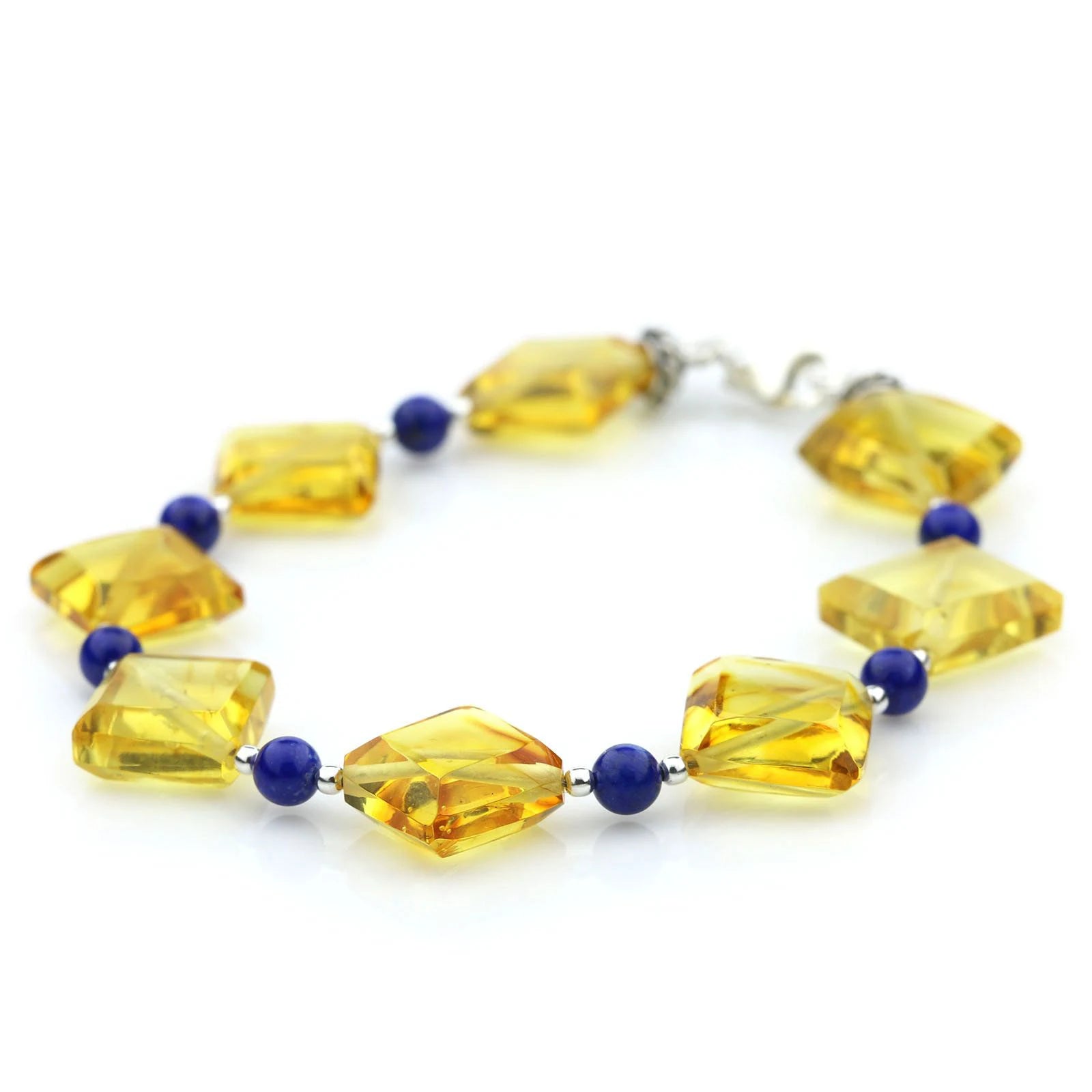 Adult Baltic Amber Lapis 925 Sterling Silver Bracelet. OCT51B