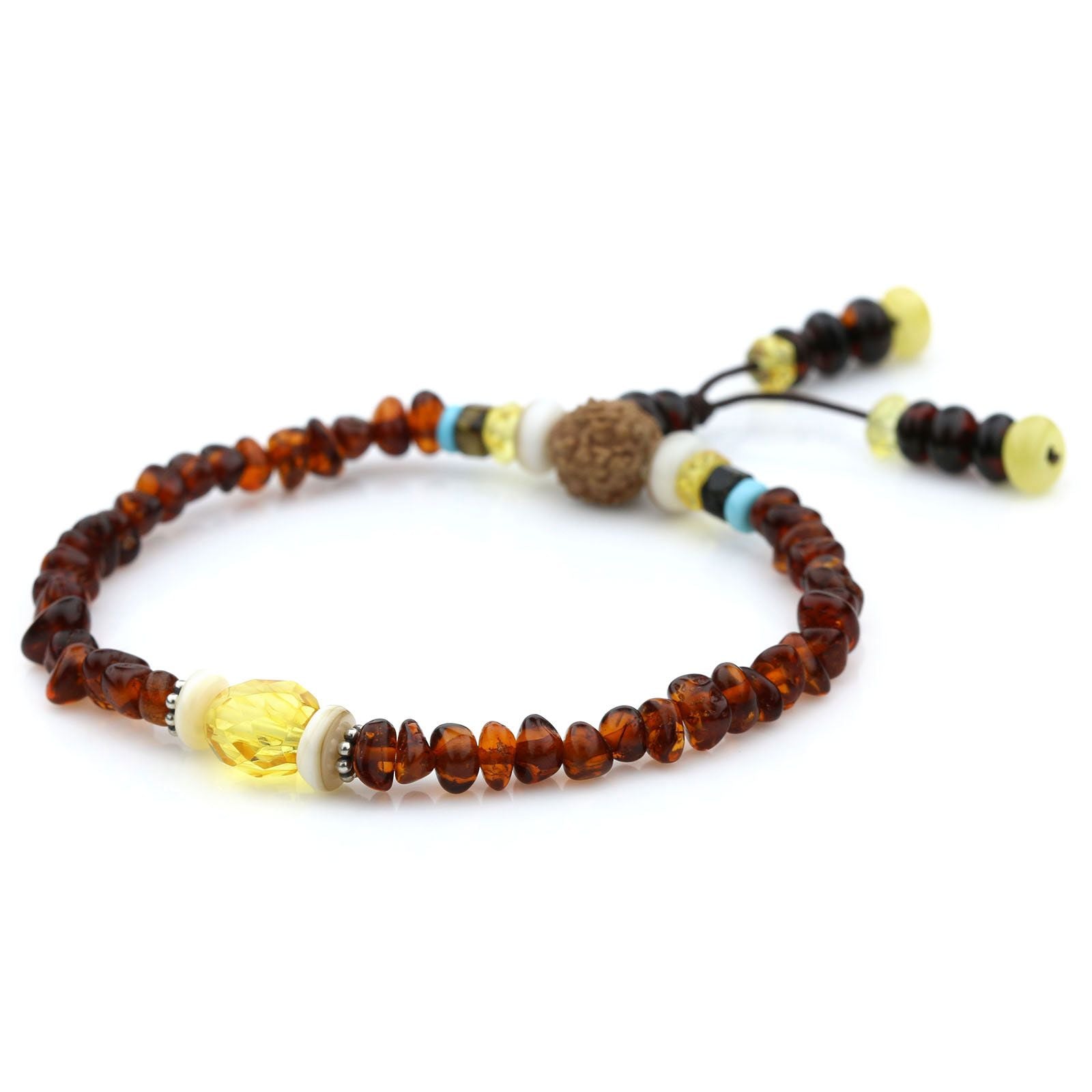Adult Baltic Amber Shell Turquoise 925 Sterling Silver Bracelet. OCT80