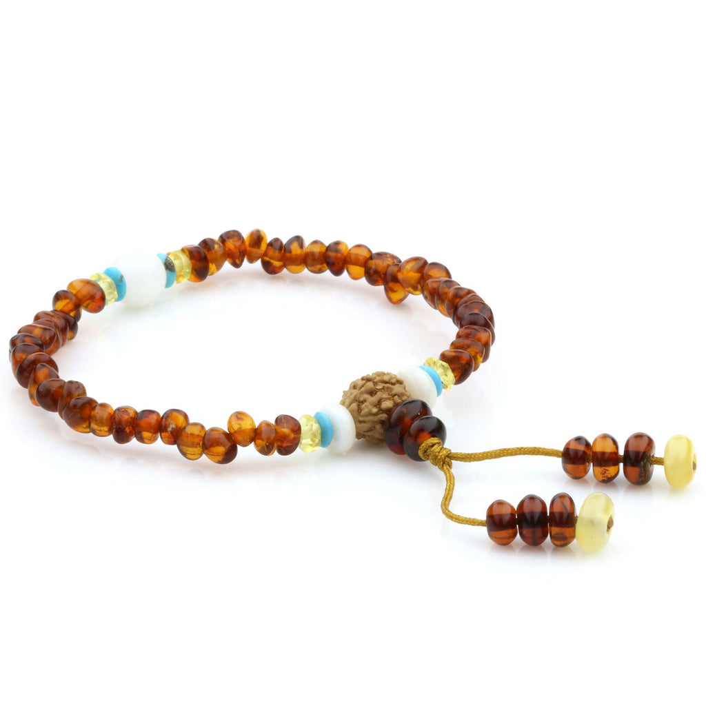 Adult Baltic Amber Shell Turquoise 925 Sterling Silver Bracelet. OCT81