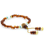 Adult Baltic Amber Shell Turquoise 925 Sterling Silver Bracelet. OCT81