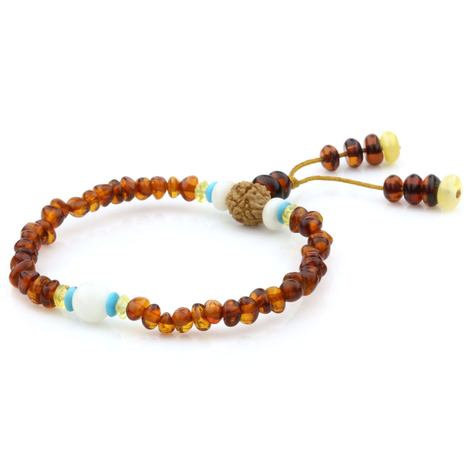 Adult Baltic Amber Shell Turquoise 925 Sterling Silver Bracelet. OCT81