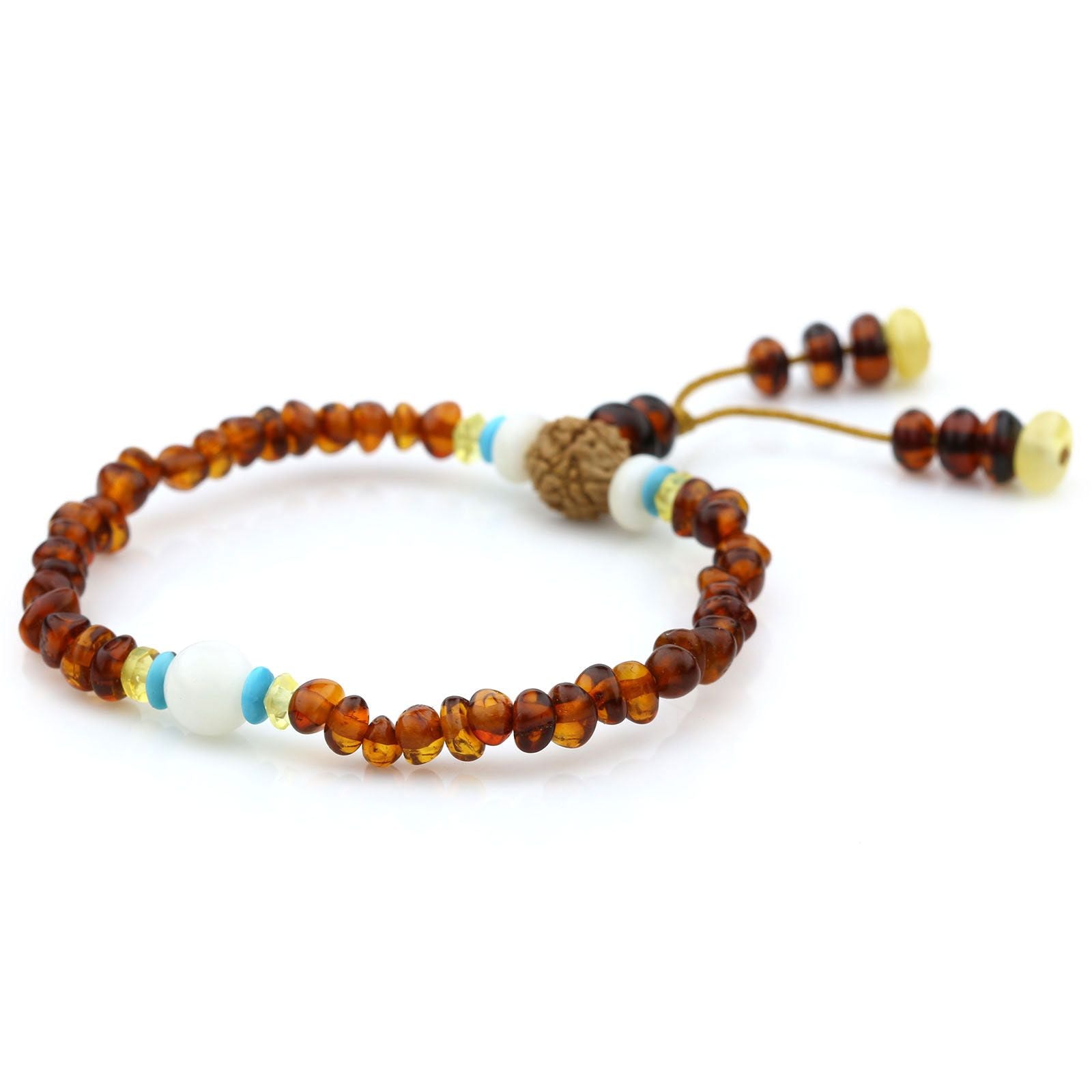 Adult Baltic Amber Shell Turquoise 925 Sterling Silver Bracelet. OCT81