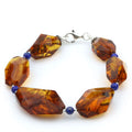 Adult Baltic Amber Lapis 925 Sterling Silver Bracelet. OCT95