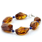 Adult Baltic Amber Lapis 925 Sterling Silver Bracelet. OCT95