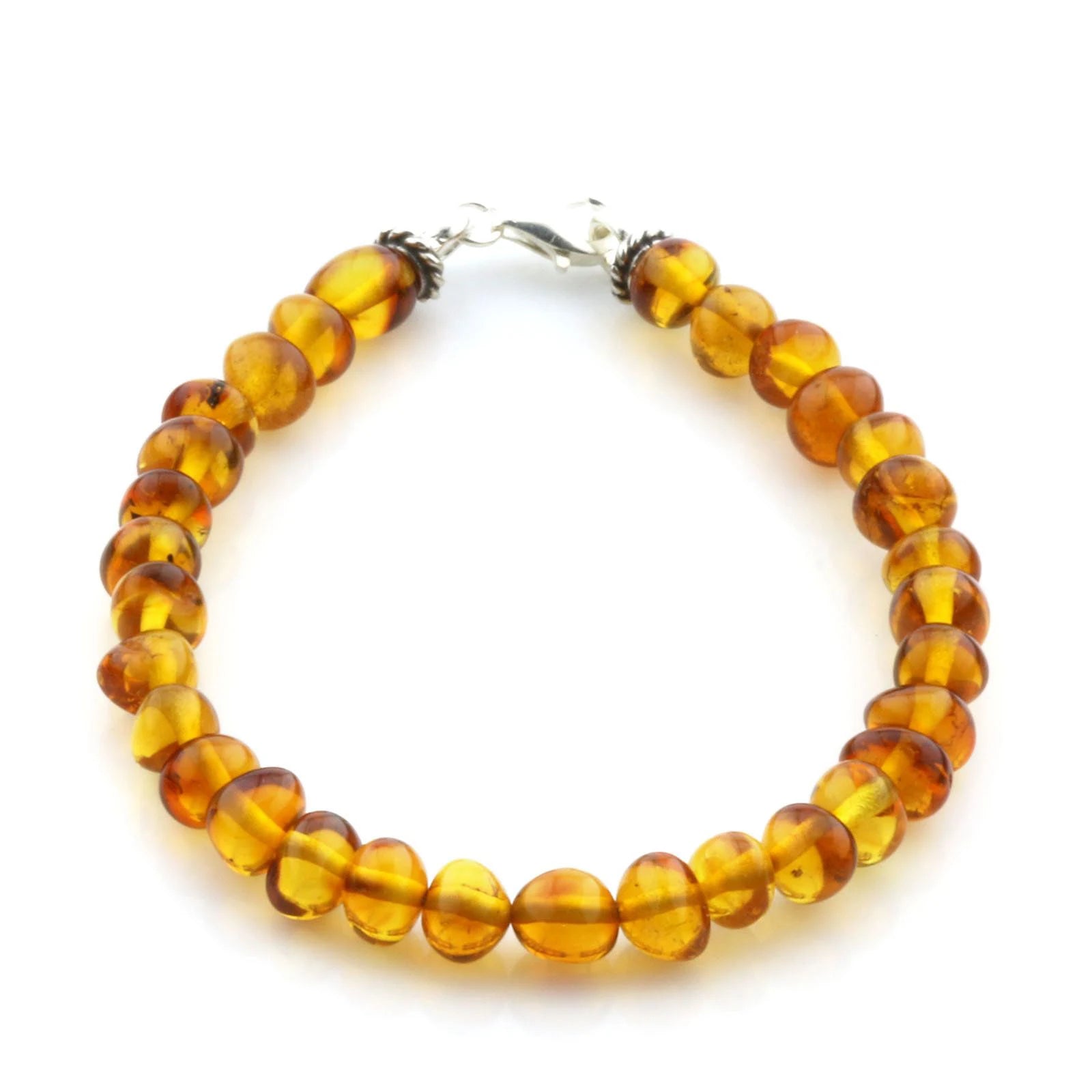 Adult Baltic Amber & 925 Sterling Silver Clasp Bracelet 18cm. SB03