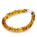 Adult Baltic Amber & 925 Sterling Silver Clasp Bracelet 18cm. SB03