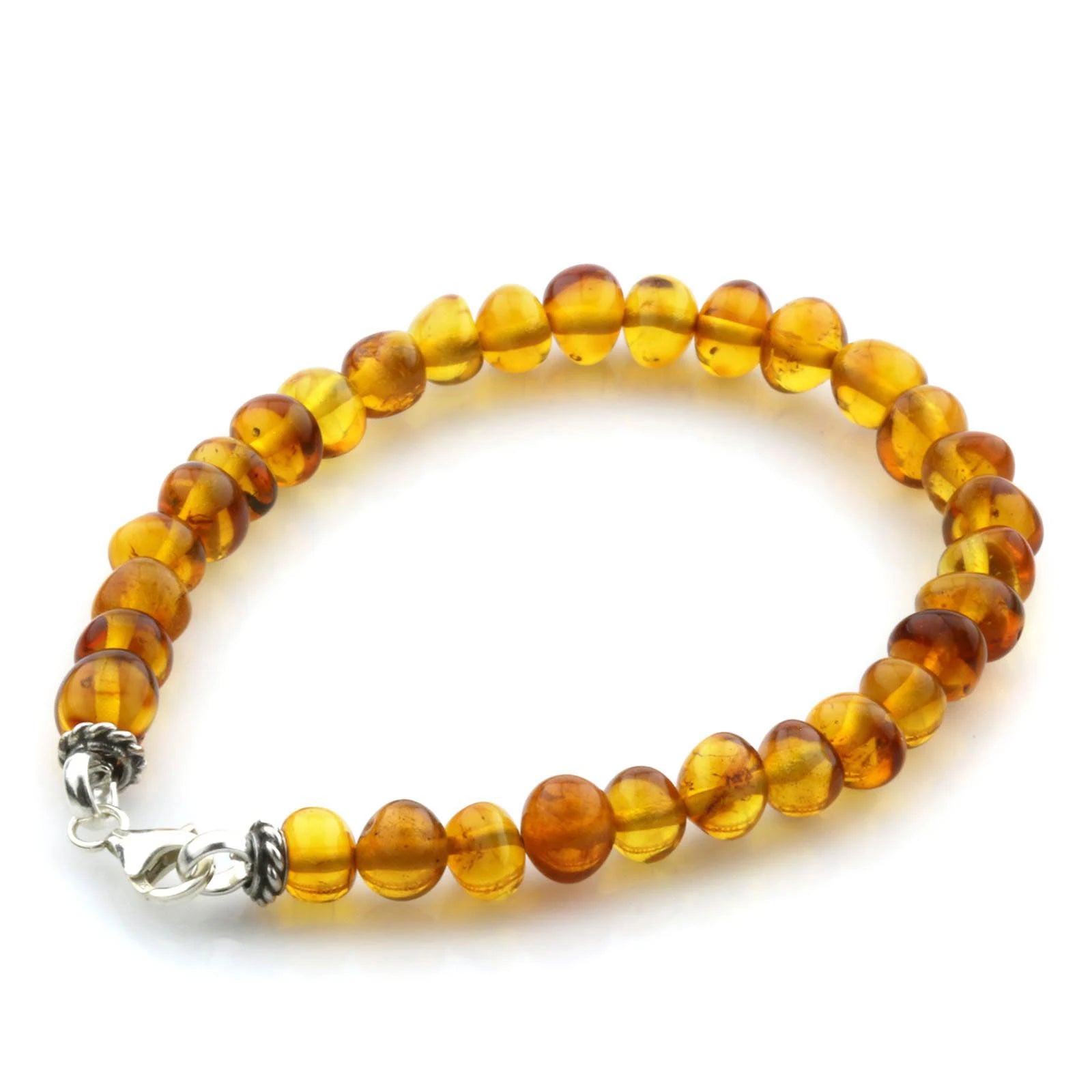 Adult Baltic Amber & 925 Sterling Silver Clasp Bracelet 18cm. SB03