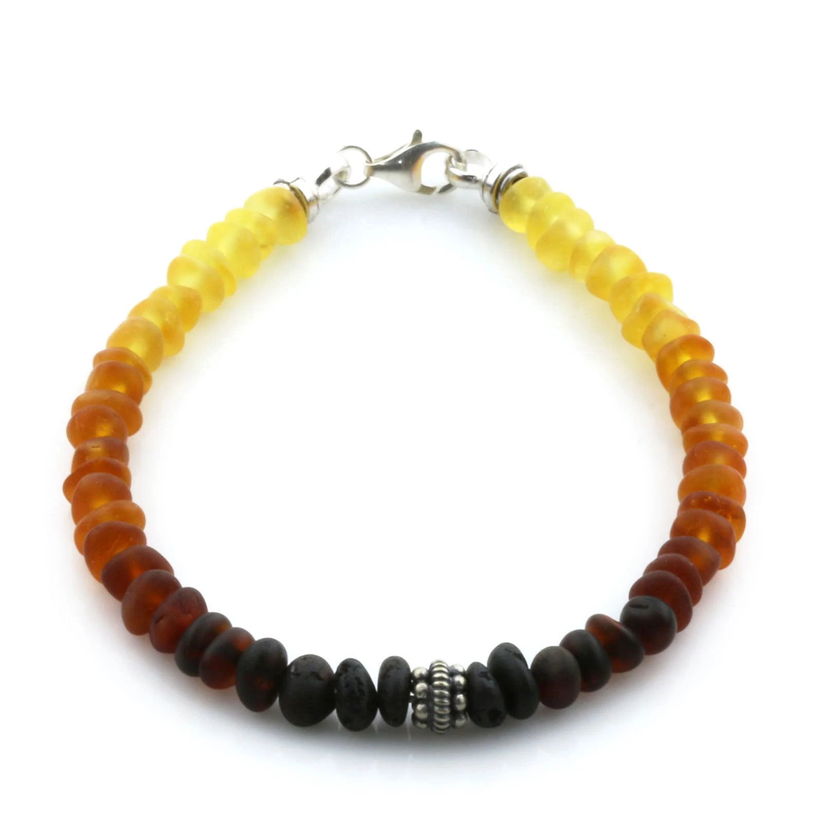 Adult Baltic Amber & 925 Sterling Silver Clasp Bracelet 18cm. SB04