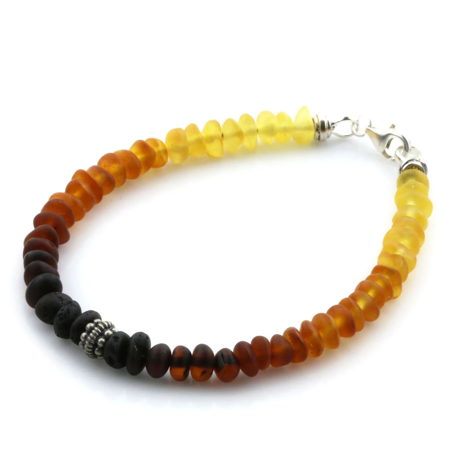 Adult Baltic Amber & 925 Sterling Silver Clasp Bracelet 18cm. SB04