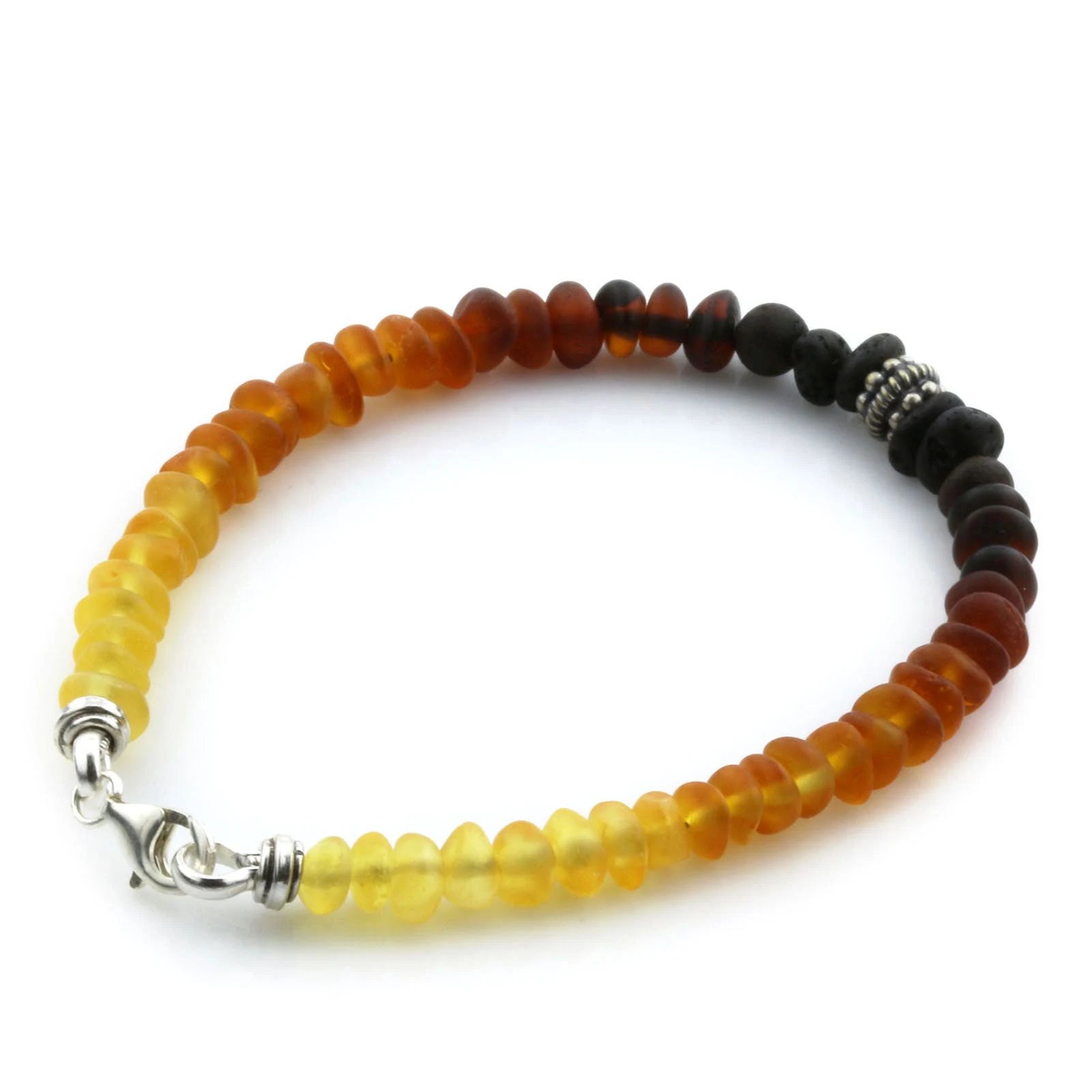 Adult Baltic Amber & 925 Sterling Silver Clasp Bracelet 18cm. SB04