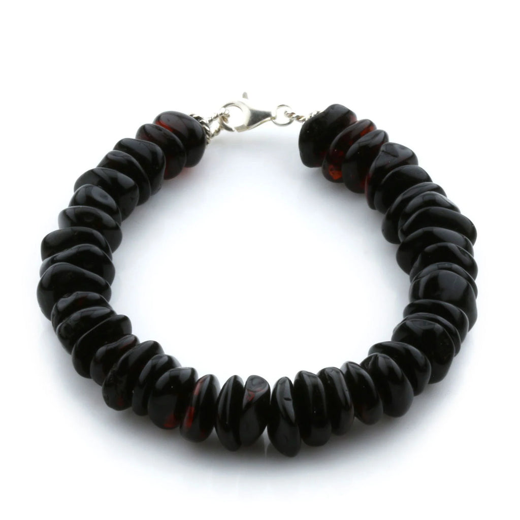 Adult Baltic Amber & 925 Sterling Silver Clasp Bracelet 18cm. SB05