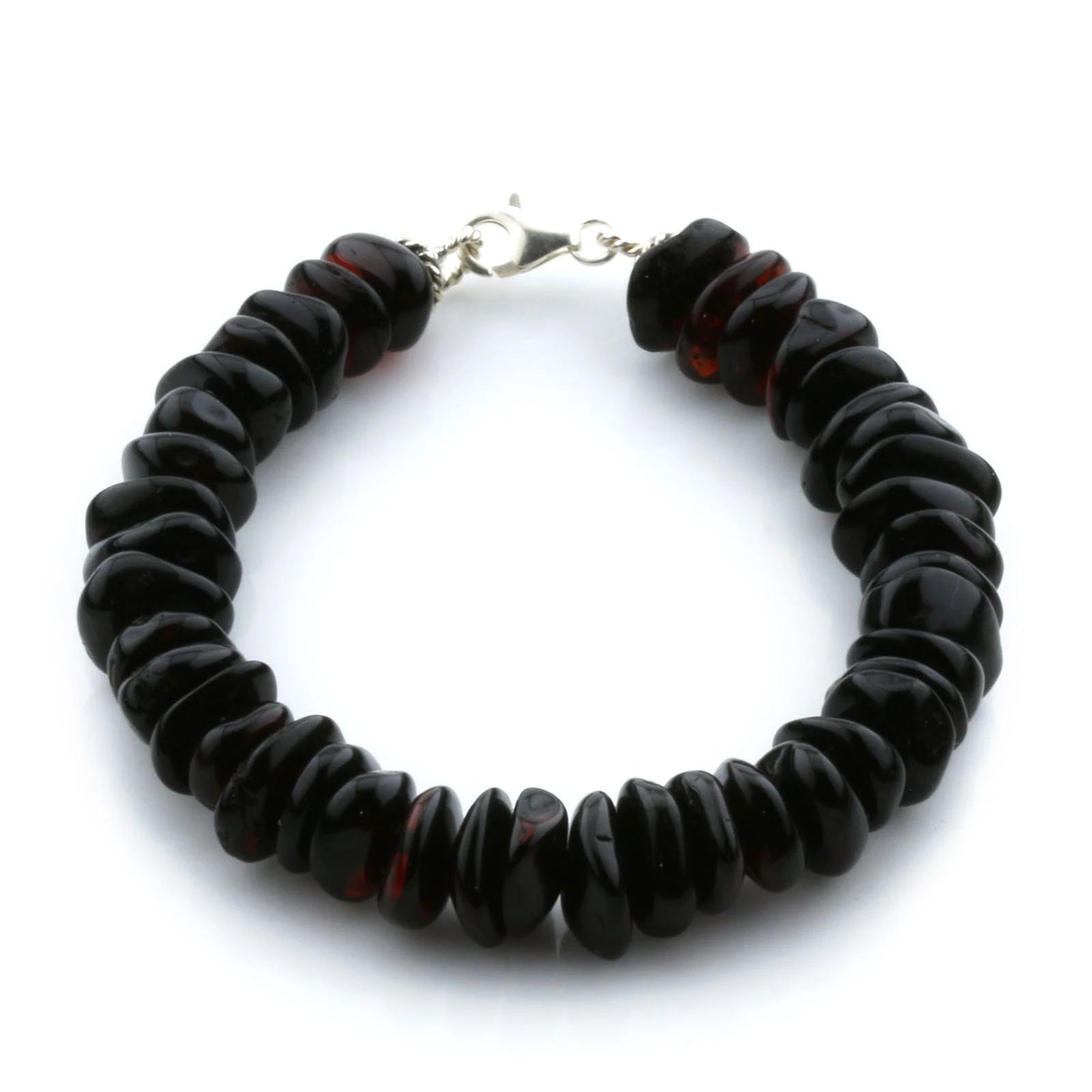 Adult Baltic Amber & 925 Sterling Silver Clasp Bracelet 18cm. SB05