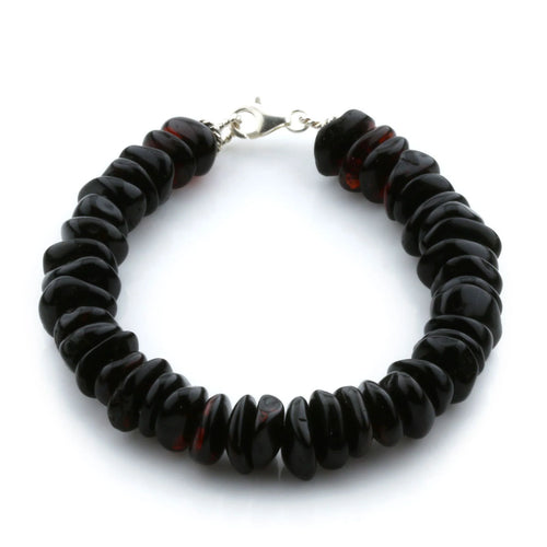 Adult Baltic Amber & 925 Sterling Silver Clasp Bracelet 18cm. SB05