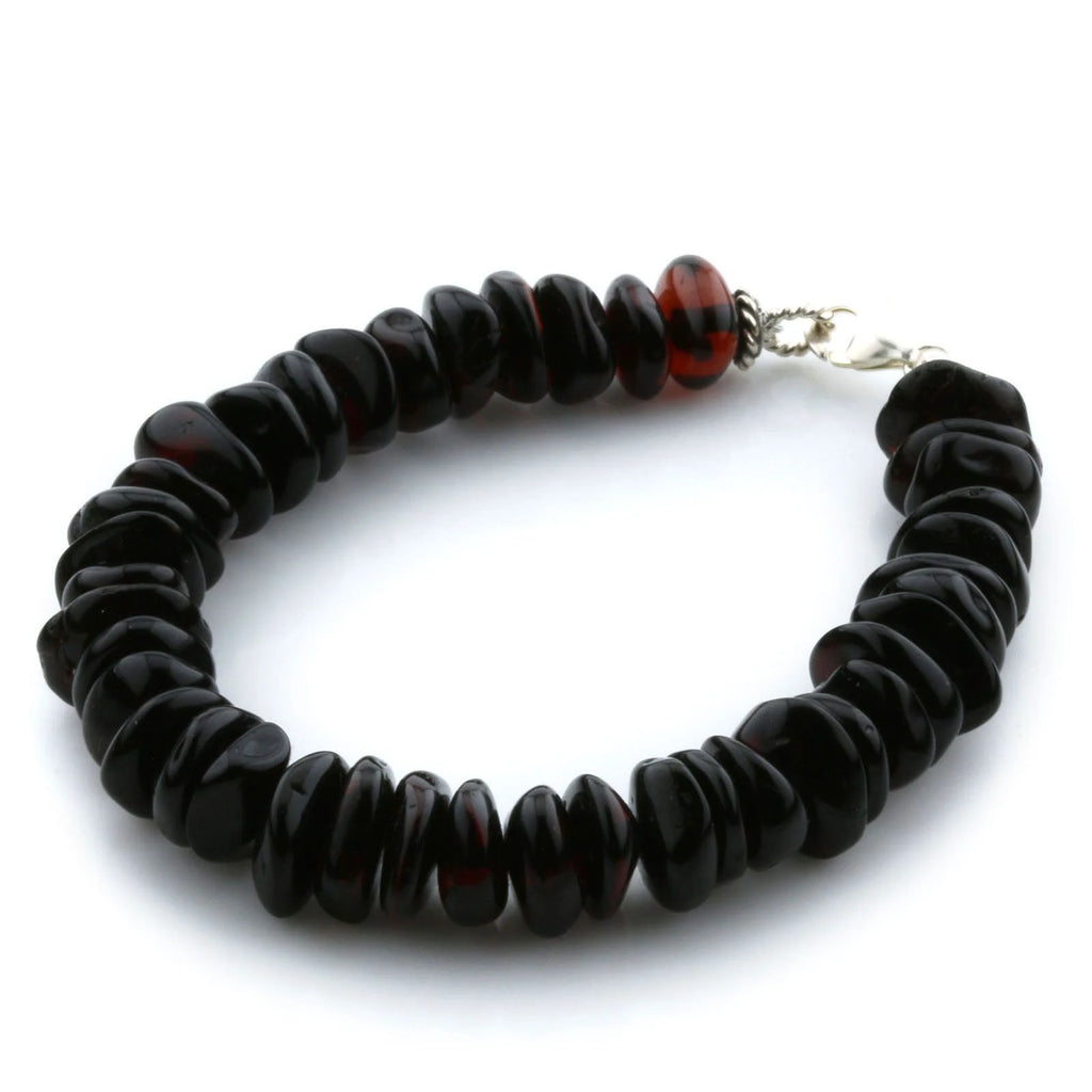 Adult Baltic Amber & 925 Sterling Silver Clasp Bracelet 18cm. SB05