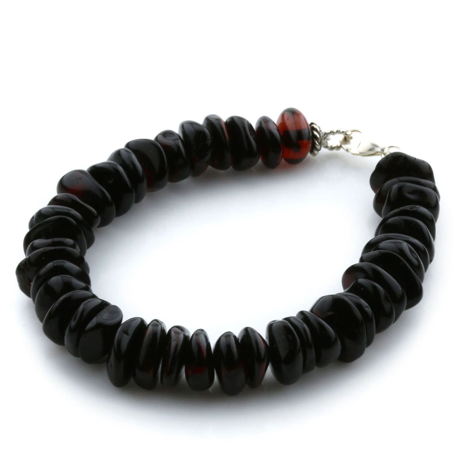 Adult Baltic Amber & 925 Sterling Silver Clasp Bracelet 18cm. SB05