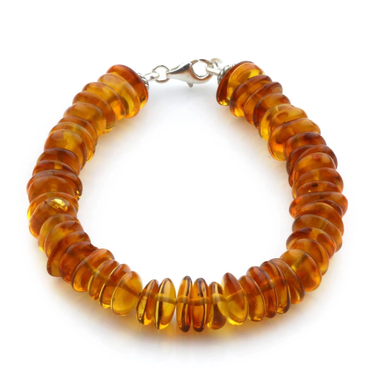 Adult Baltic Amber & 925 Sterling Silver Clasp Bracelet 18cm. SB07
