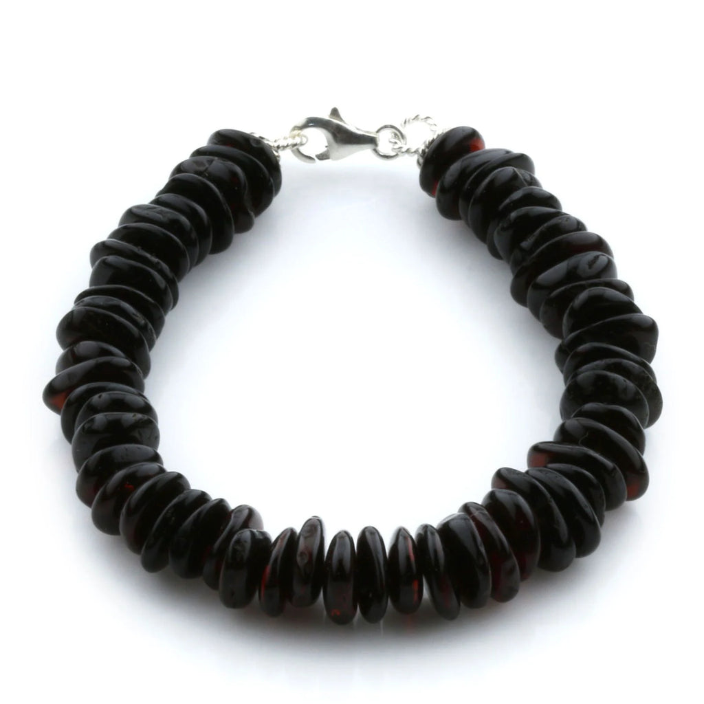 Adult Baltic Amber & 925 Sterling Silver Clasp Bracelet 18cm. SB08