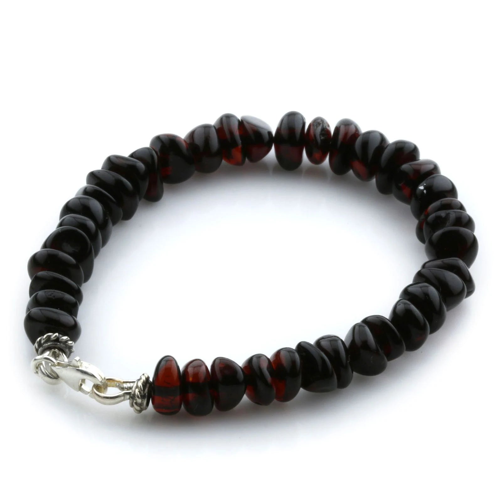 Adult Baltic Amber & 925 Sterling Silver Clasp Bracelet 18cm. SB10