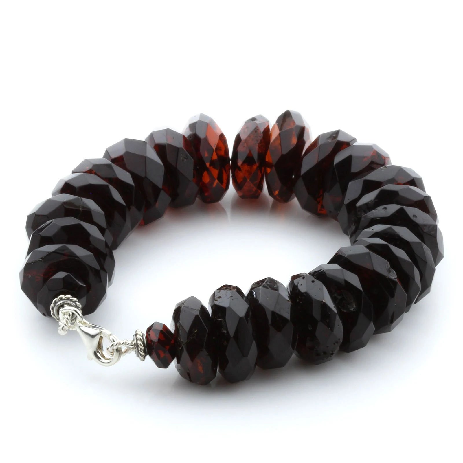 Adult Baltic Amber & 925 Sterling Silver Clasp Bracelet 20cm. SB46