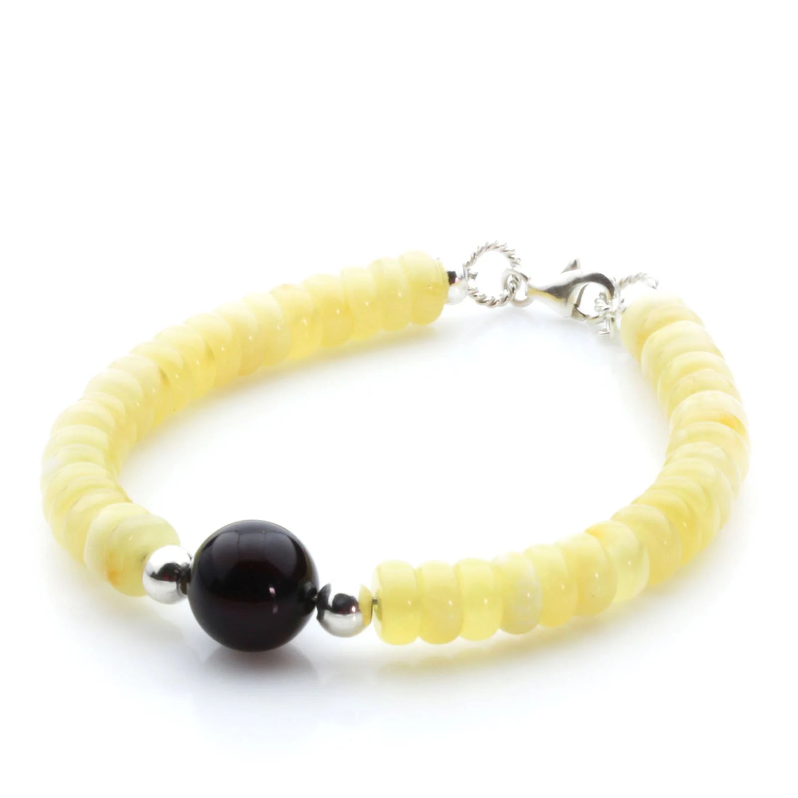 Adult Baltic Amber & 925 Sterling Silver Clasp Bracelet 7mm 19cm. SB110