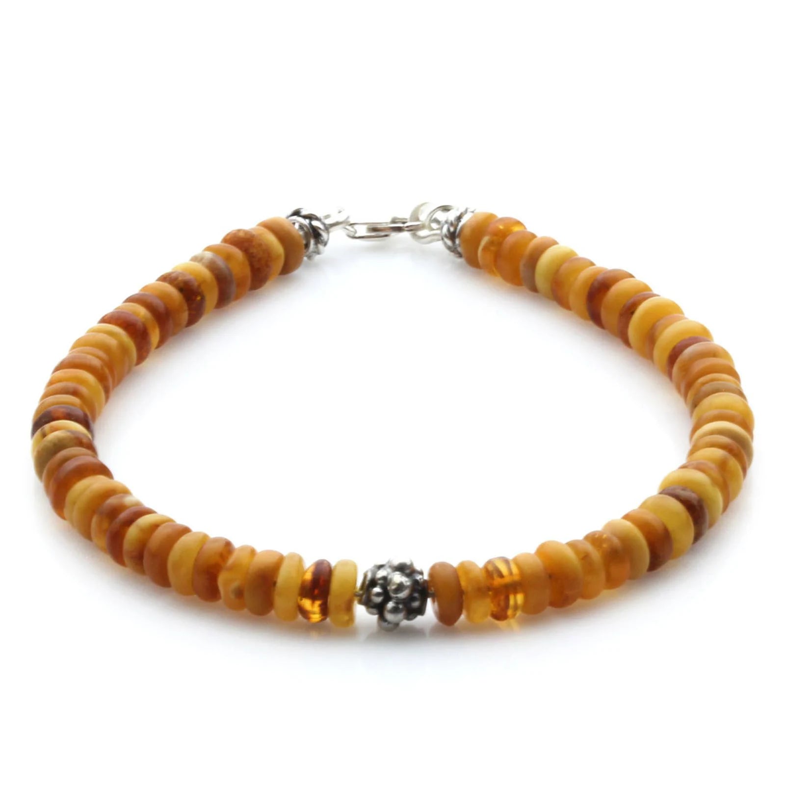 Adult Baltic Amber & 925 Sterling Silver Clasp Bracelet 5mm 20cm. SB119