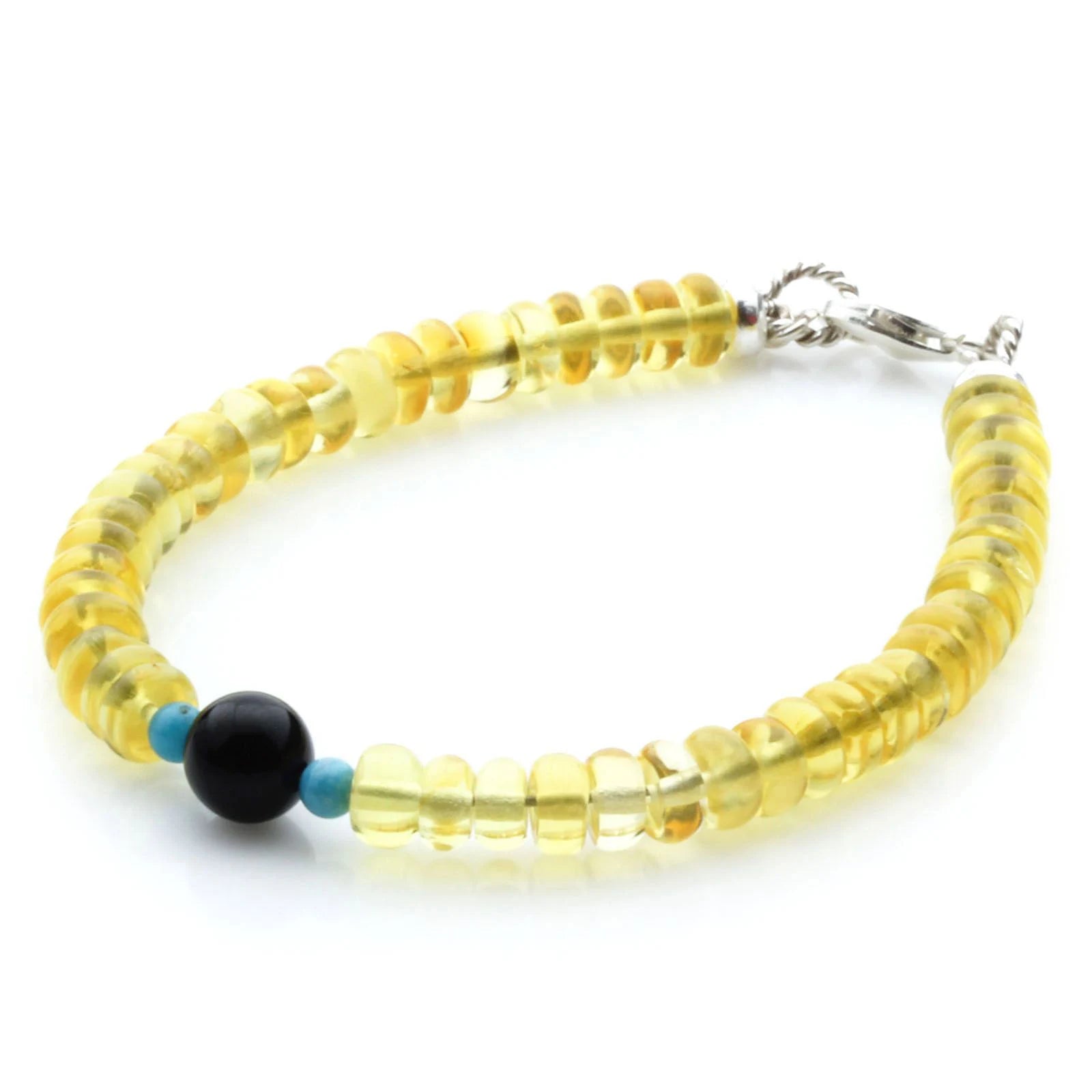 Adult Baltic Amber & 925 Sterling Silver Clasp Bracelet 6mm 18cm. SB134