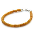 Butterscotch Baltic amber tablet adult bracelet with sterling silver, 19cm