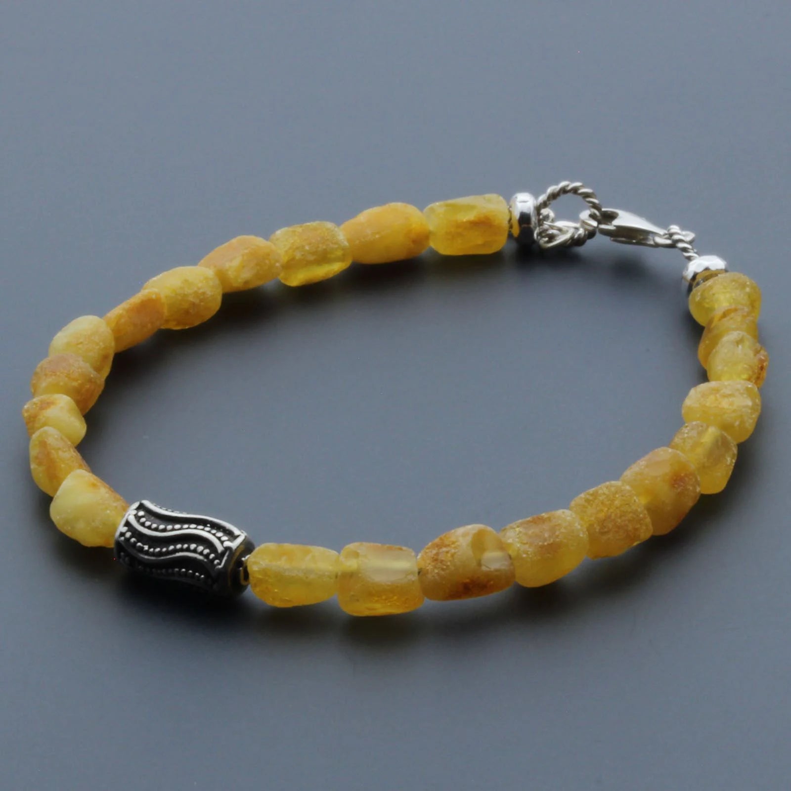 Adult Baltic Amber & 925 Sterling Silver Clasp Bracelet 6mm 20cm. SB122