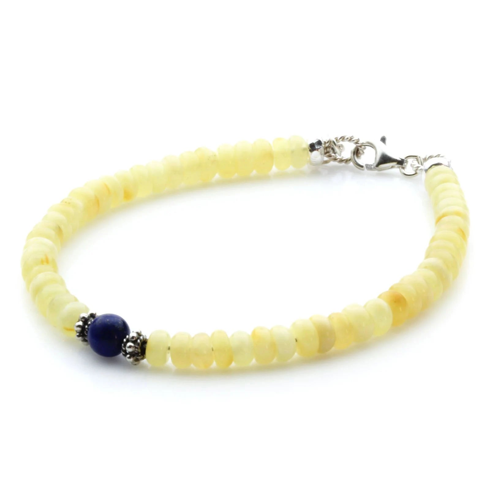 Adult Baltic Amber & 925 Sterling Silver Clasp Bracelet 5mm 19cm. SB135