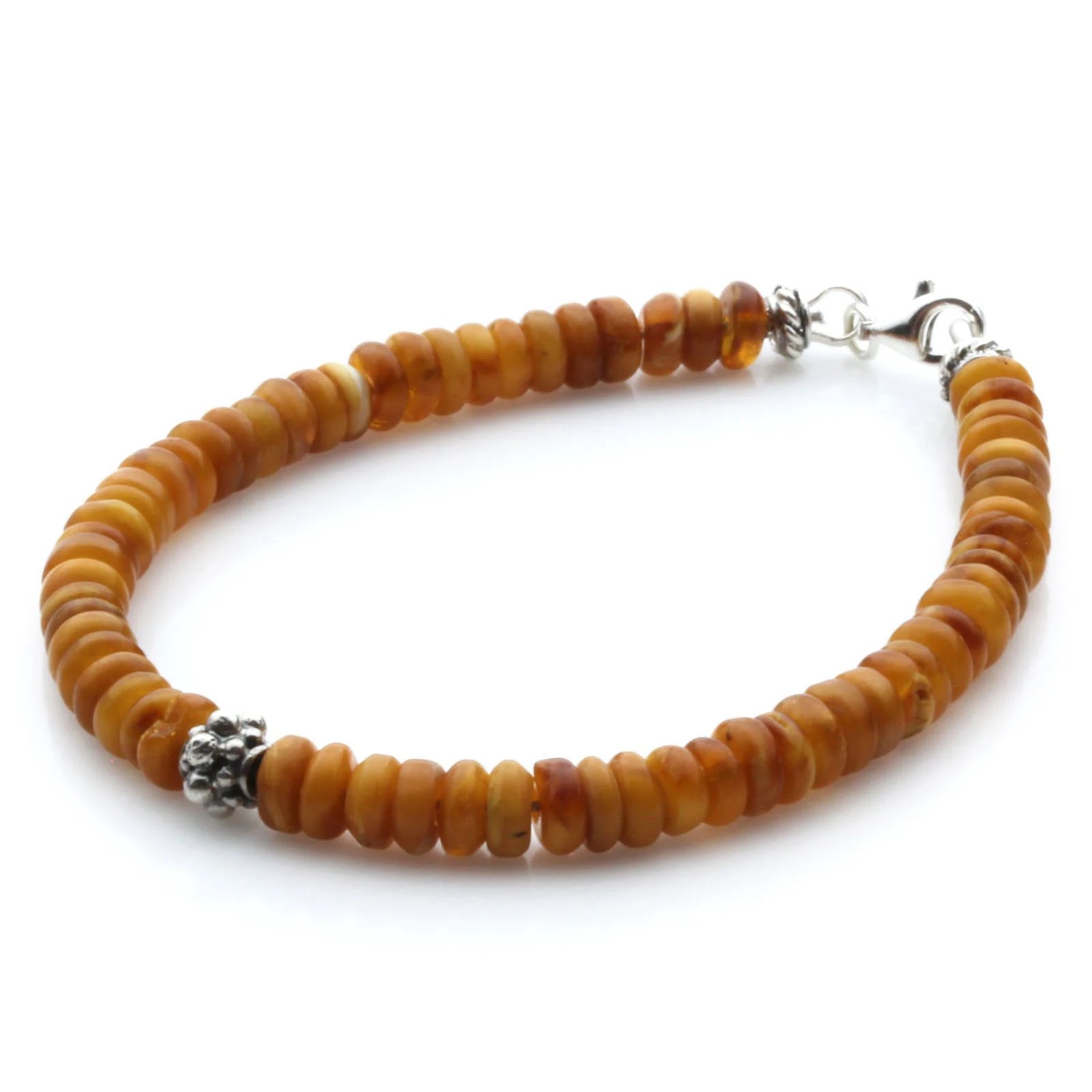 Adult Baltic Amber & 925 Sterling Silver Clasp Bracelet 5mm 19cm. SB130