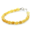 Yellow Baltic amber olive adult bracelet with sterling silver, 19cm