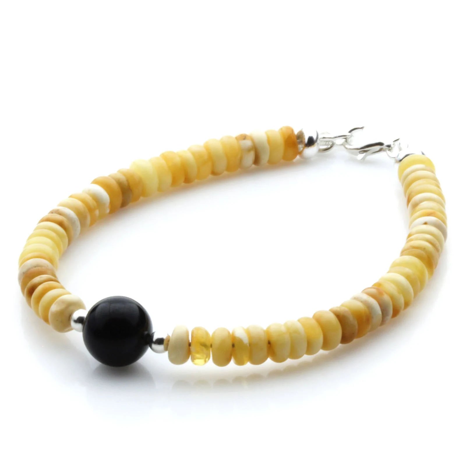 Adult Baltic Amber & 925 Sterling Silver Clasp Bracelet 5mm 18cm. SB138