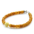 Yellow Baltic amber tablet adult bracelet with sterling silver, 18cm