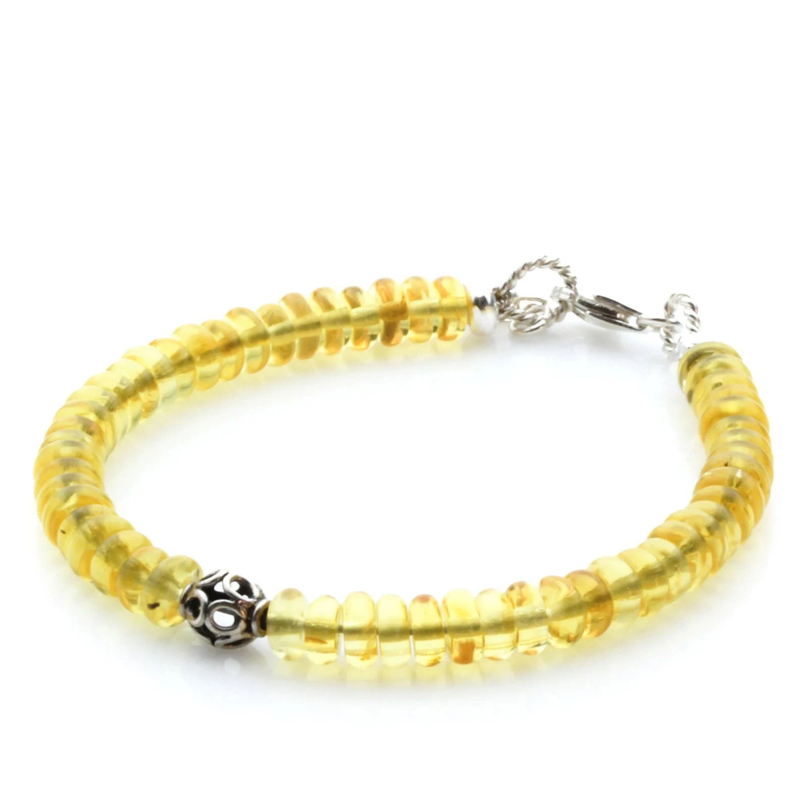 Adult Baltic Amber & 925 Sterling Silver Clasp Bracelet 18cm. SB111