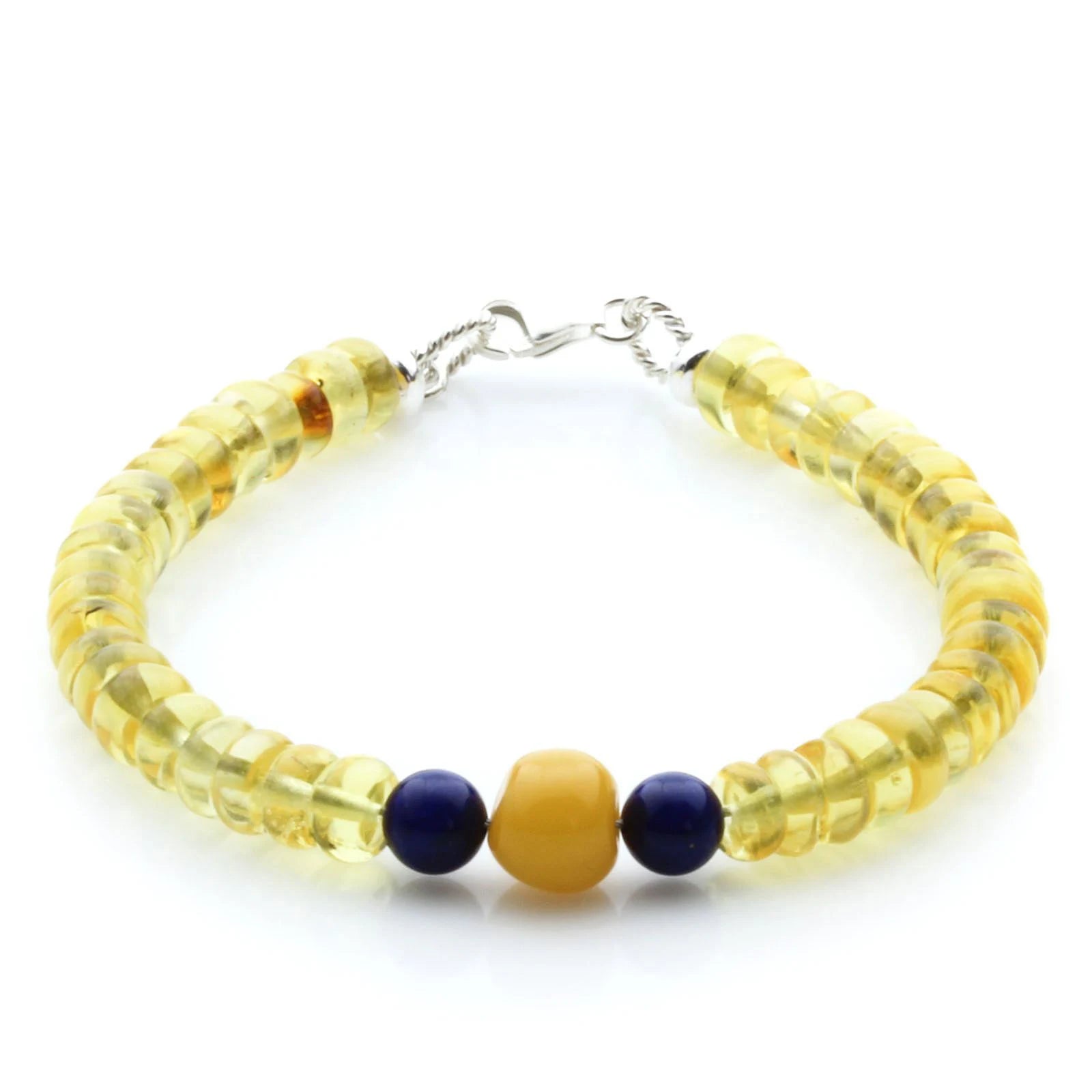 Adult Baltic Amber & 925 Sterling Silver Clasp Bracelet 7mm 19cm. SB113