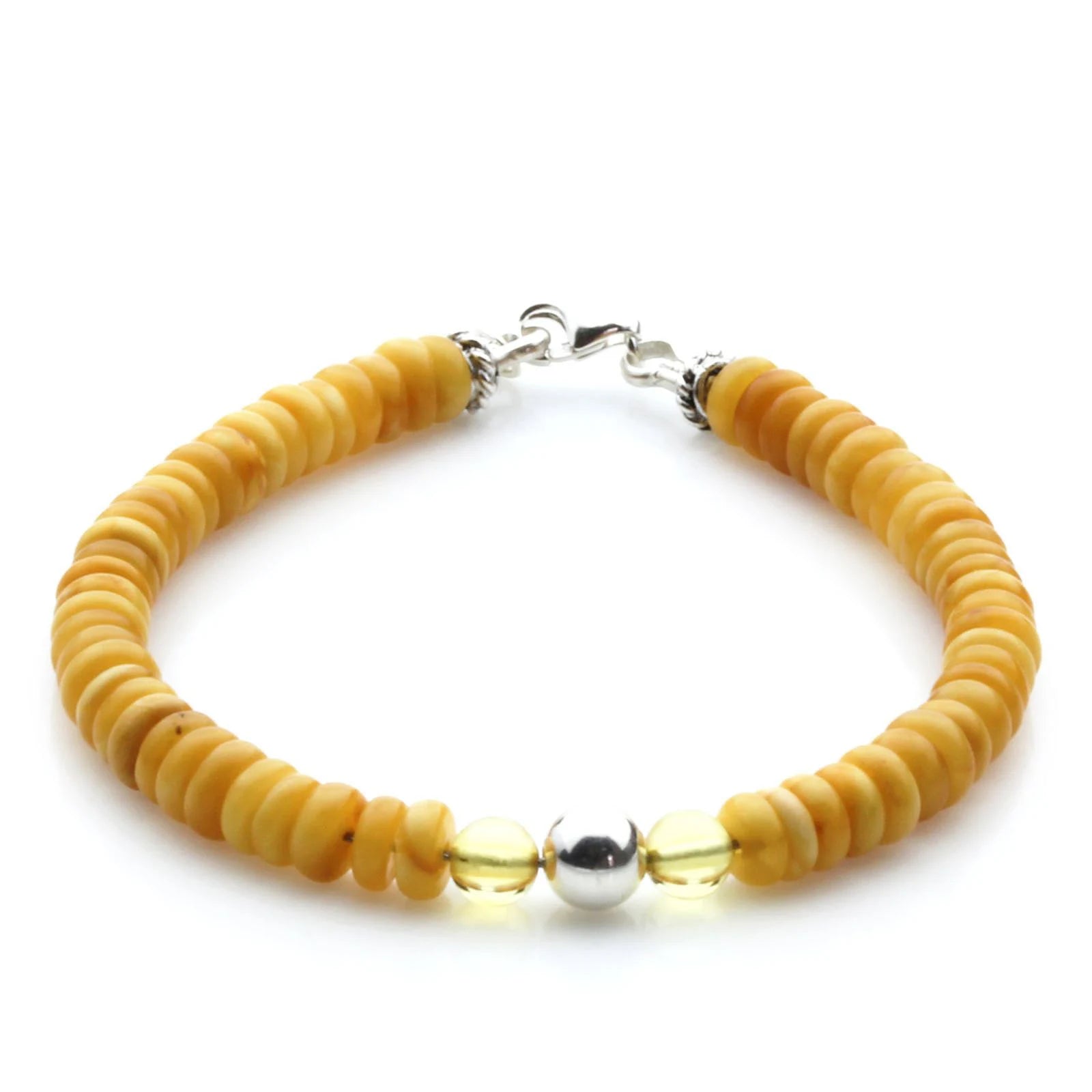 Adult Baltic Amber & 925 Sterling Silver Clasp Bracelet 18cm. SB114