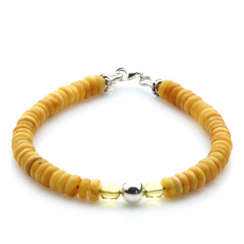 Adult Baltic Amber & 925 Sterling Silver Clasp Bracelet 18cm. SB114