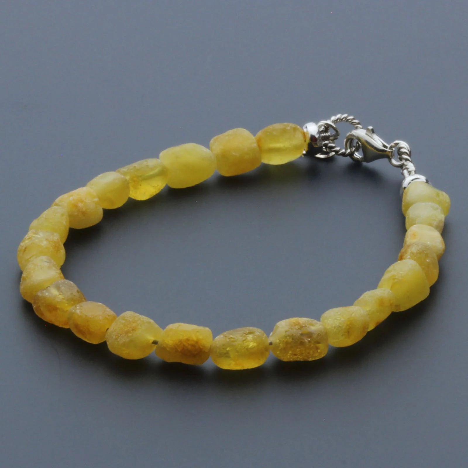 Adult Baltic Amber & 925 Sterling Silver Clasp Bracelet 6mm 19cm. SB131