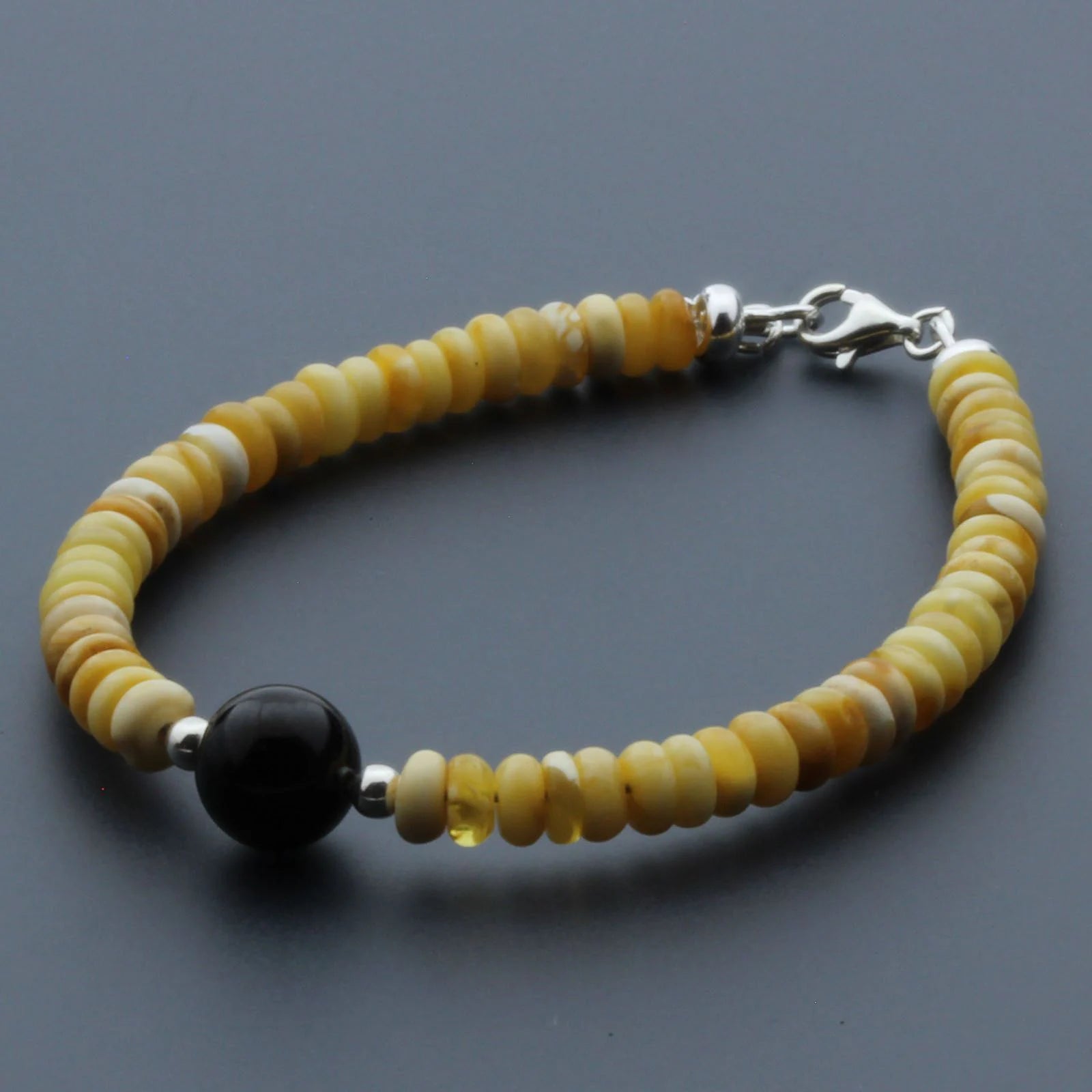 Adult Baltic Amber & 925 Sterling Silver Clasp Bracelet 5mm 18cm. SB138