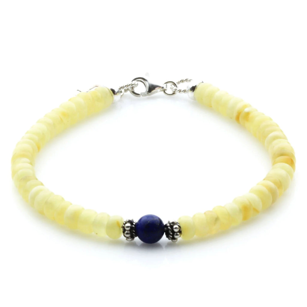 Adult Baltic Amber & 925 Sterling Silver Clasp Bracelet 5mm 19cm. SB135
