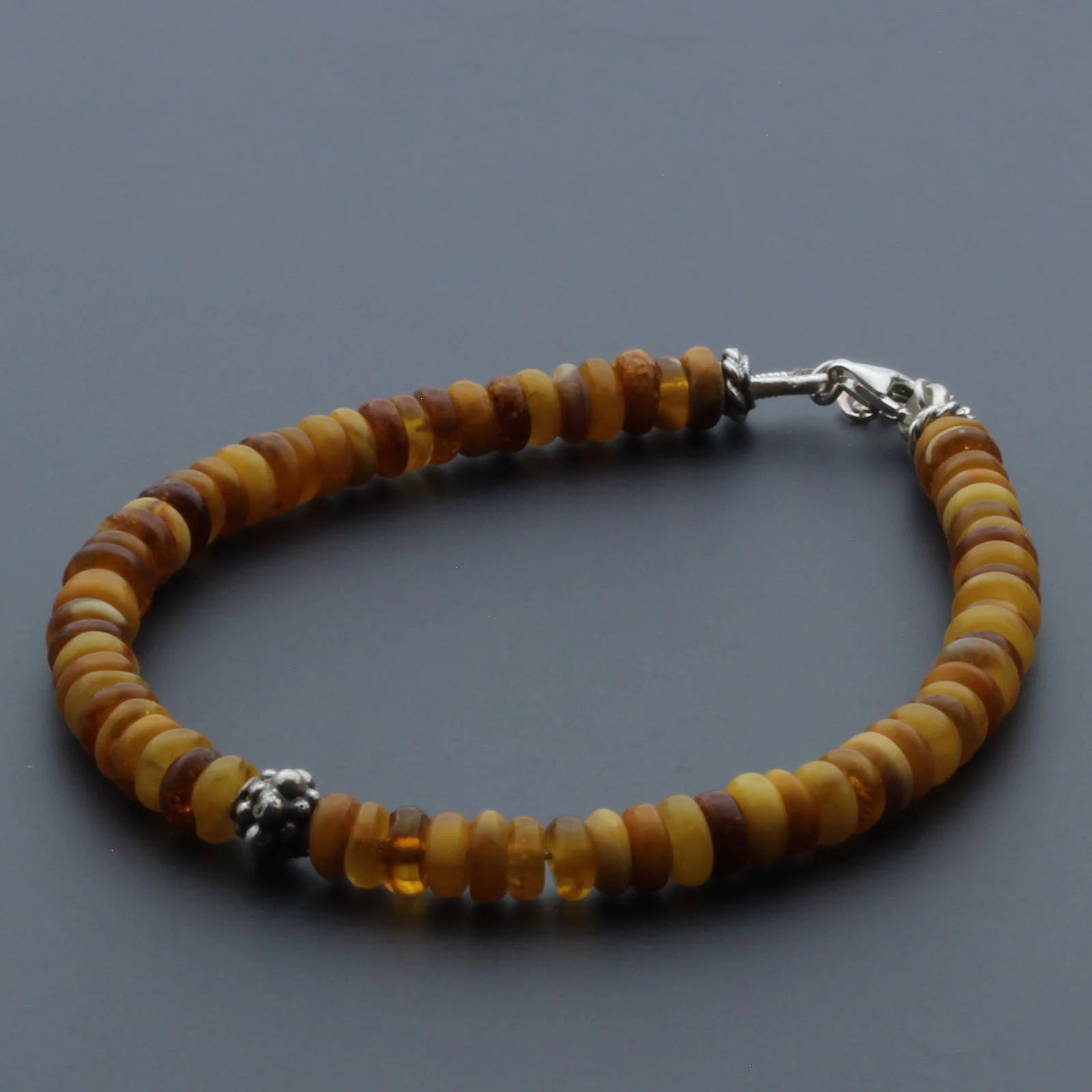 Adult Baltic Amber & 925 Sterling Silver Clasp Bracelet 5mm 20cm. SB119