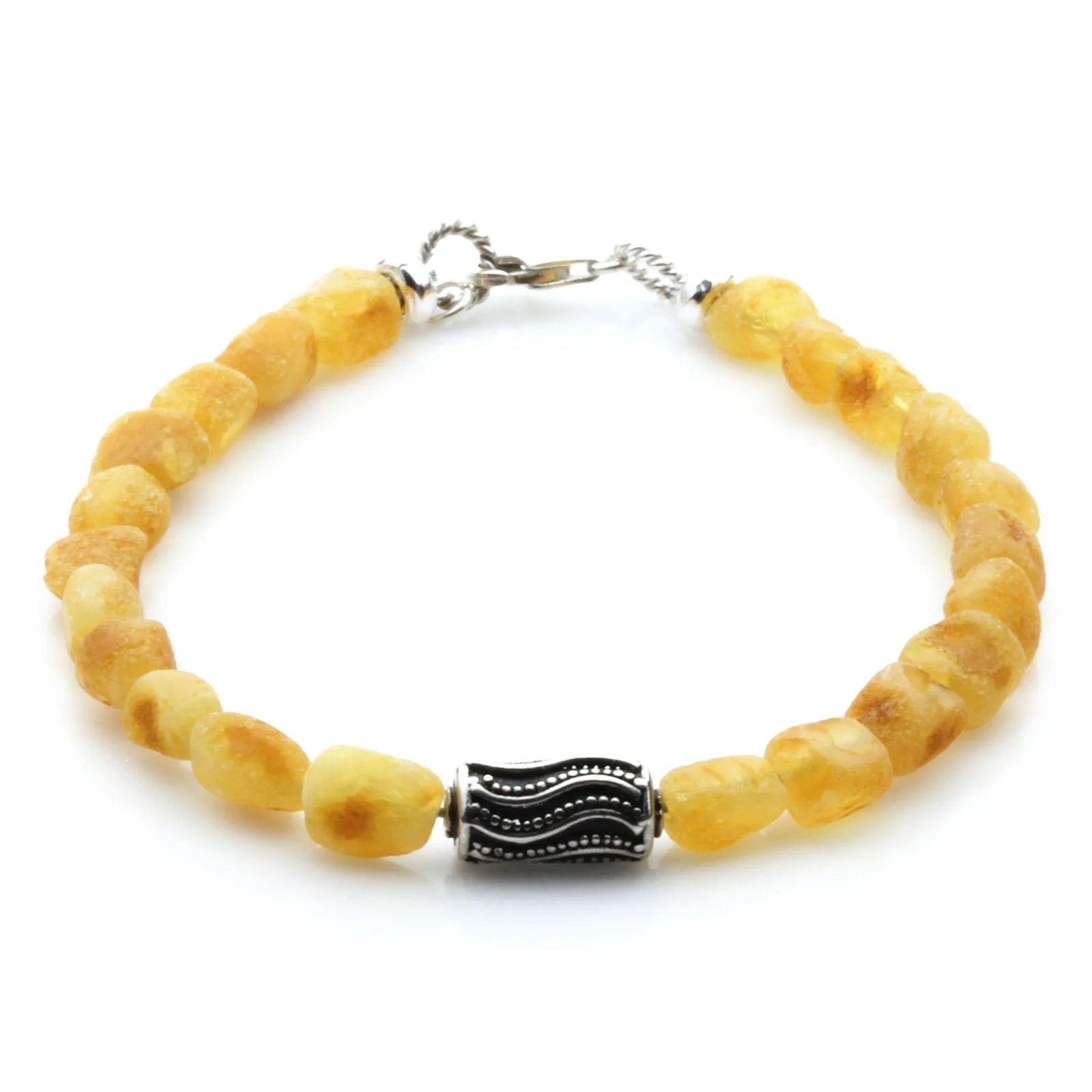 Adult Baltic Amber & 925 Sterling Silver Clasp Bracelet 6mm 20cm. SB122