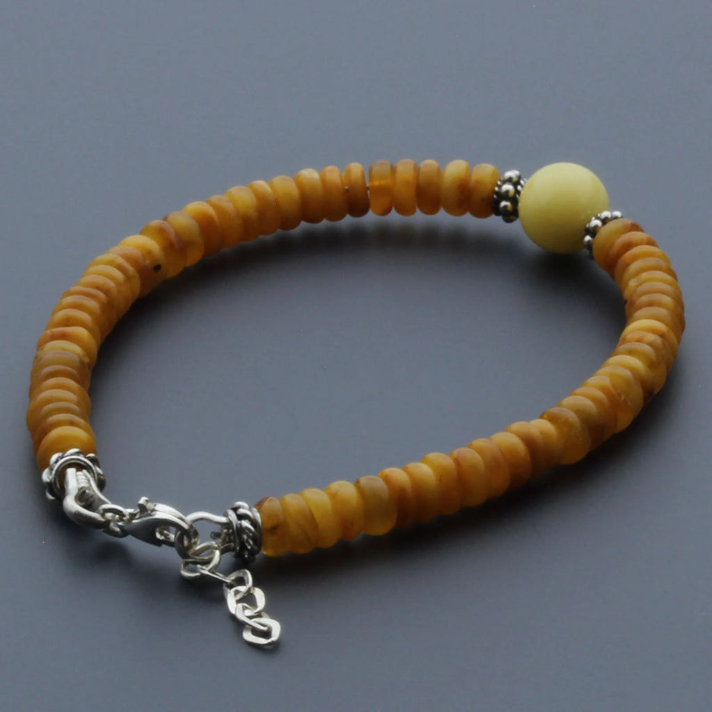 Adult Baltic Amber & 925 Sterling Silver Clasp Bracelet 5mm 18cm. SB124