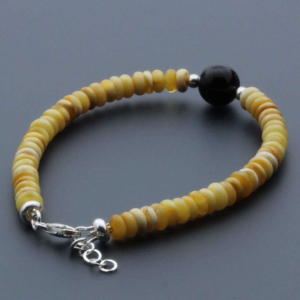 Adult Baltic Amber & 925 Sterling Silver Clasp Bracelet 5mm 18cm. SB138