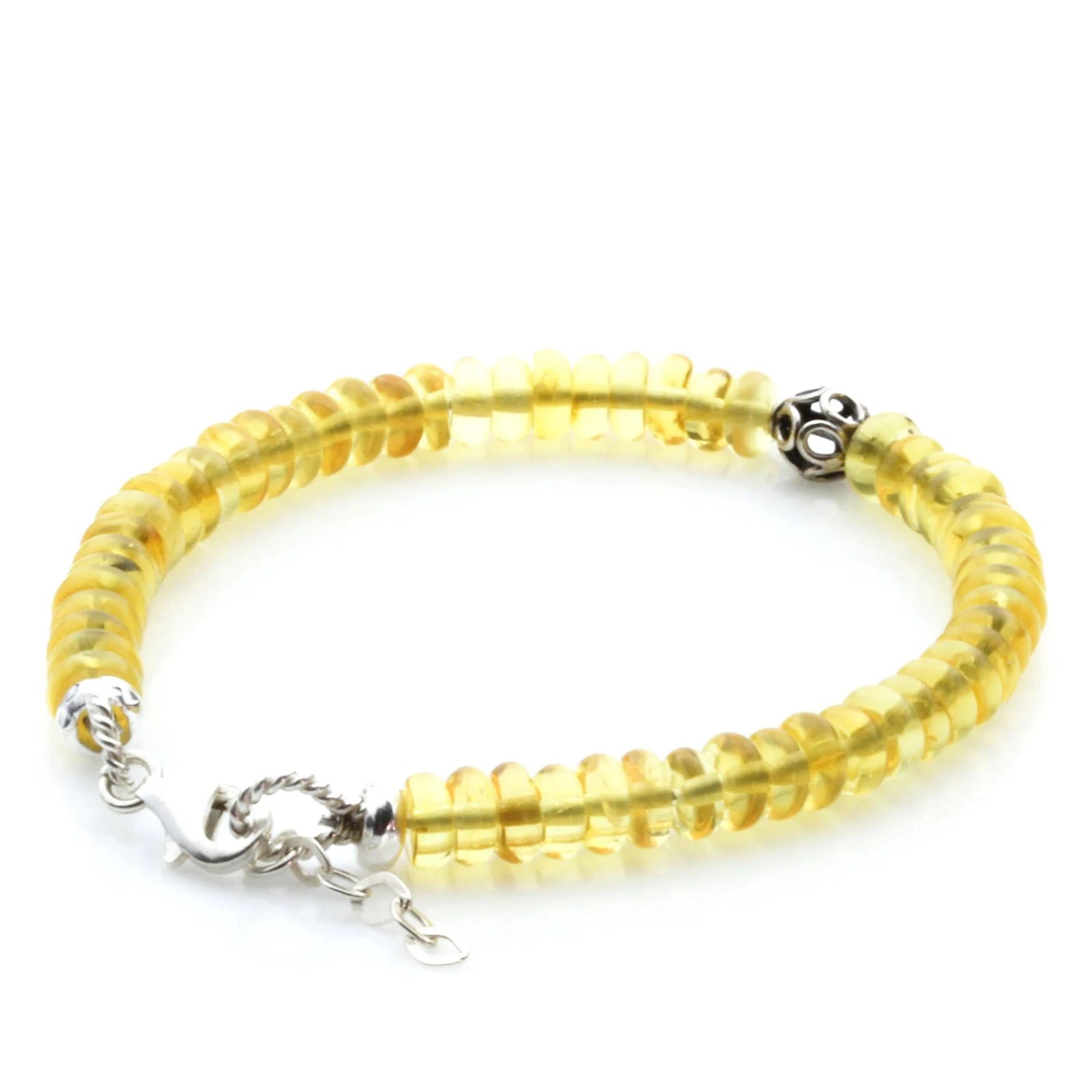 Adult Baltic Amber & 925 Sterling Silver Clasp Bracelet 18cm. SB111