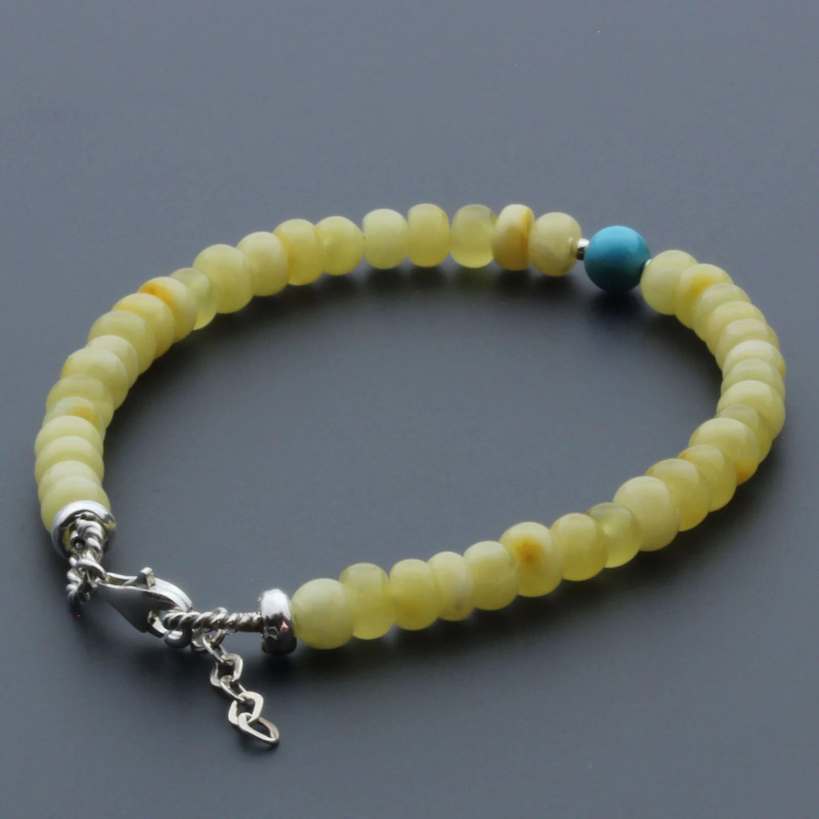 Adult Baltic Amber & 925 Sterling Silver Clasp Bracelet 5mm 19cm. SB136