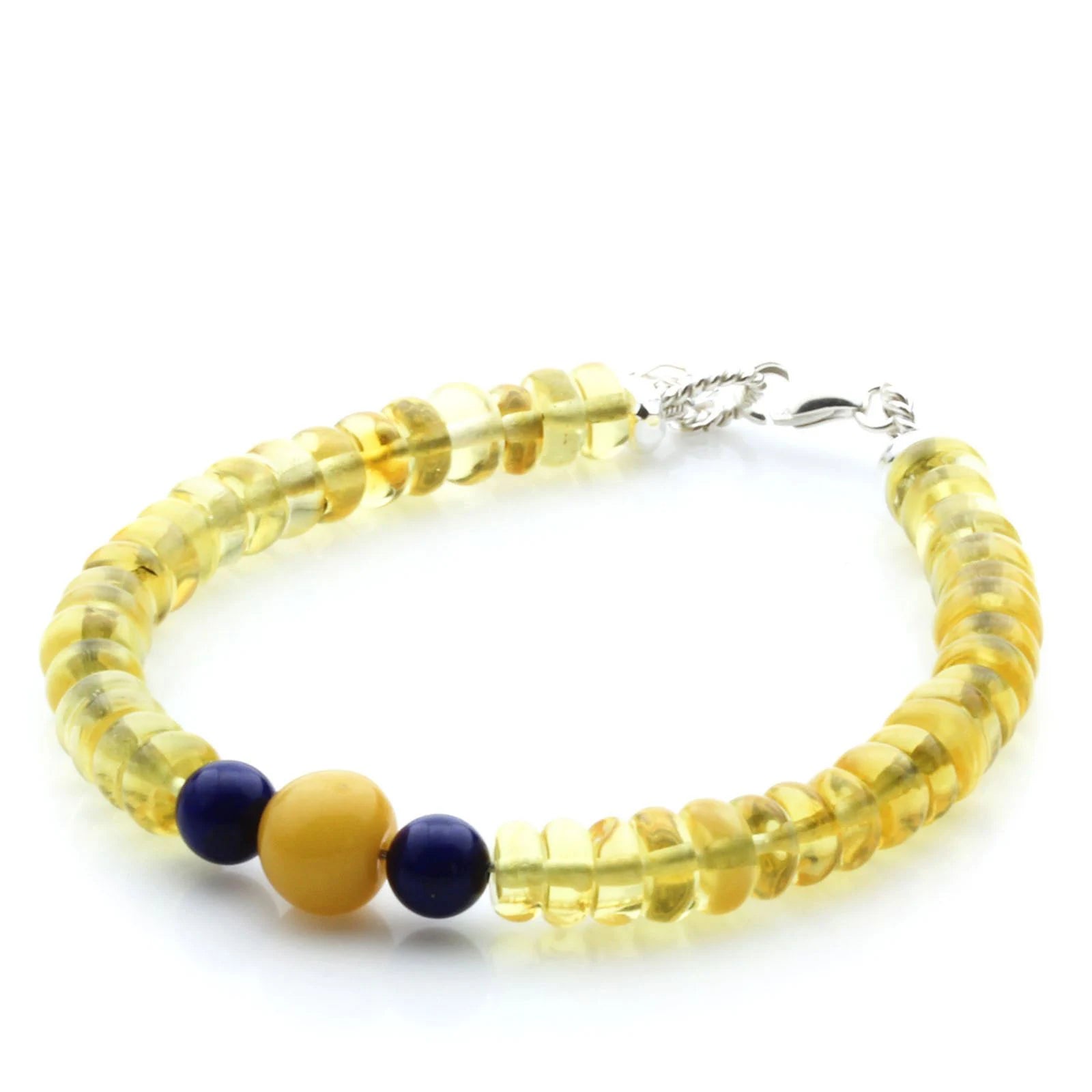 Adult Baltic Amber & 925 Sterling Silver Clasp Bracelet 7mm 19cm. SB113