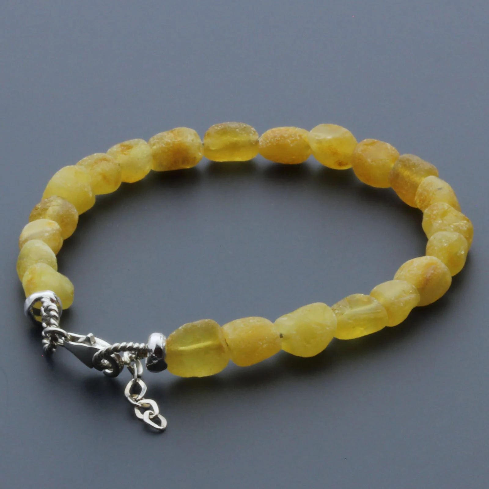 Adult Baltic Amber & 925 Sterling Silver Clasp Bracelet 6mm 19cm. SB131