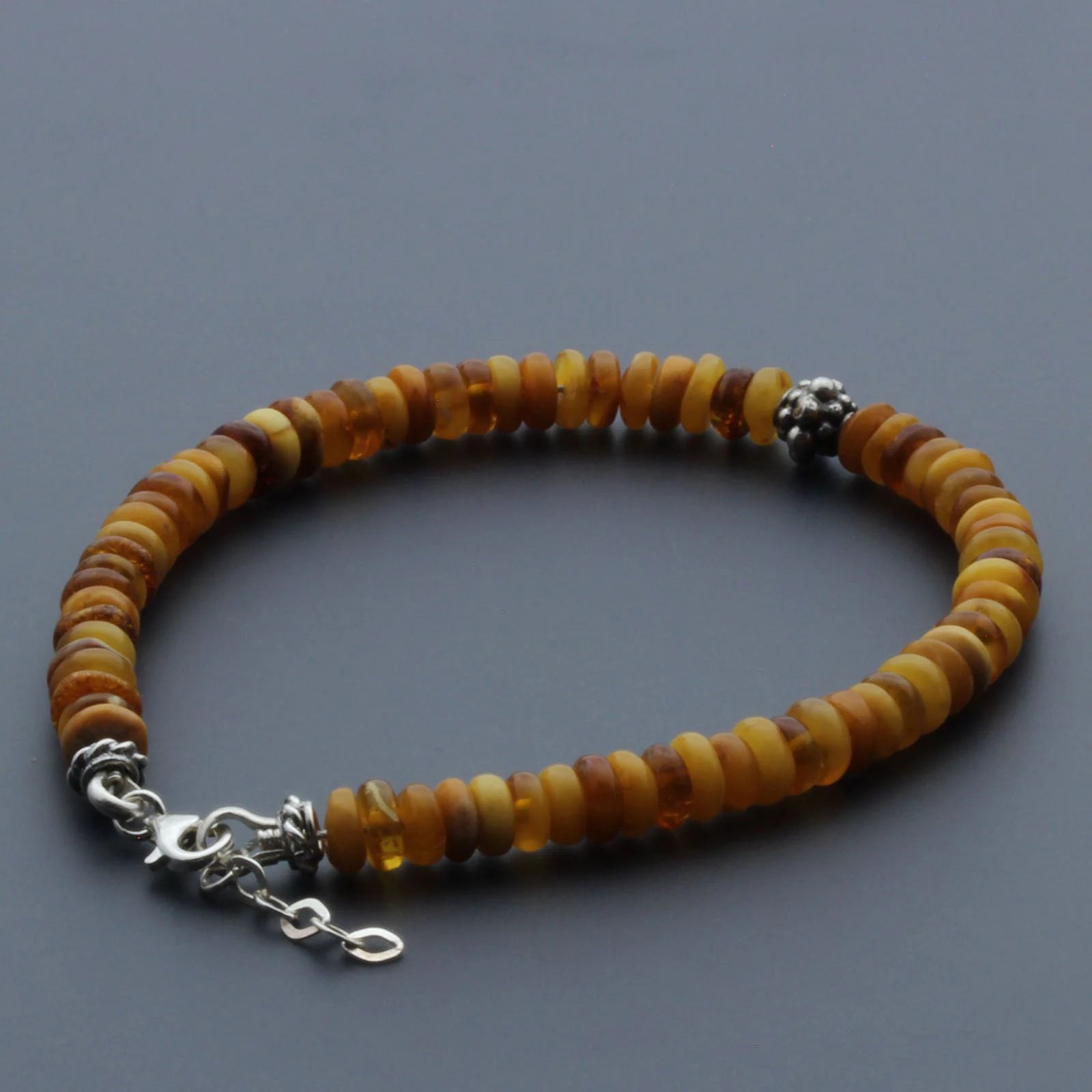 Adult Baltic Amber & 925 Sterling Silver Clasp Bracelet 5mm 20cm. SB119