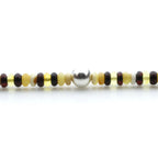 Adult Baltic Amber & 925 Sterling Silver Clasp Bracelet 5mm 18cm. SB133